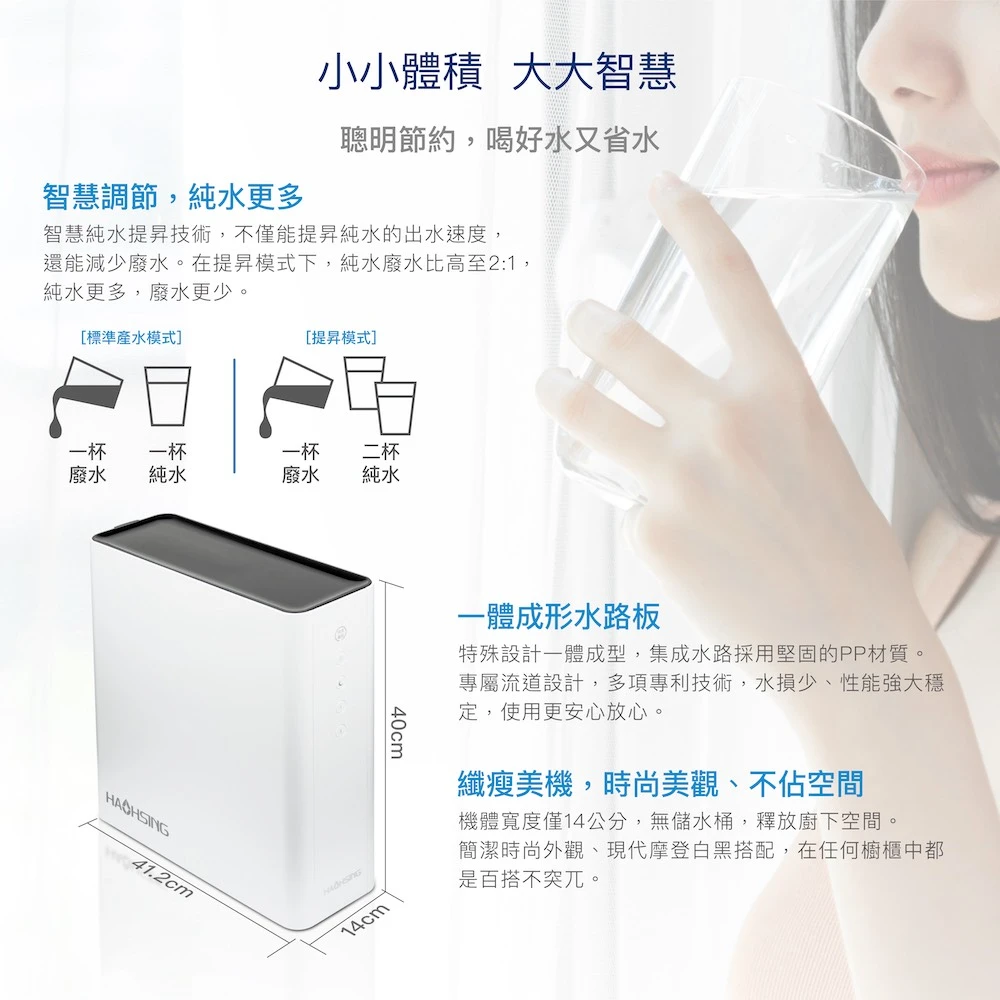 【HAOHSING 豪星】600G 廚下型直輸 RO 淨水器